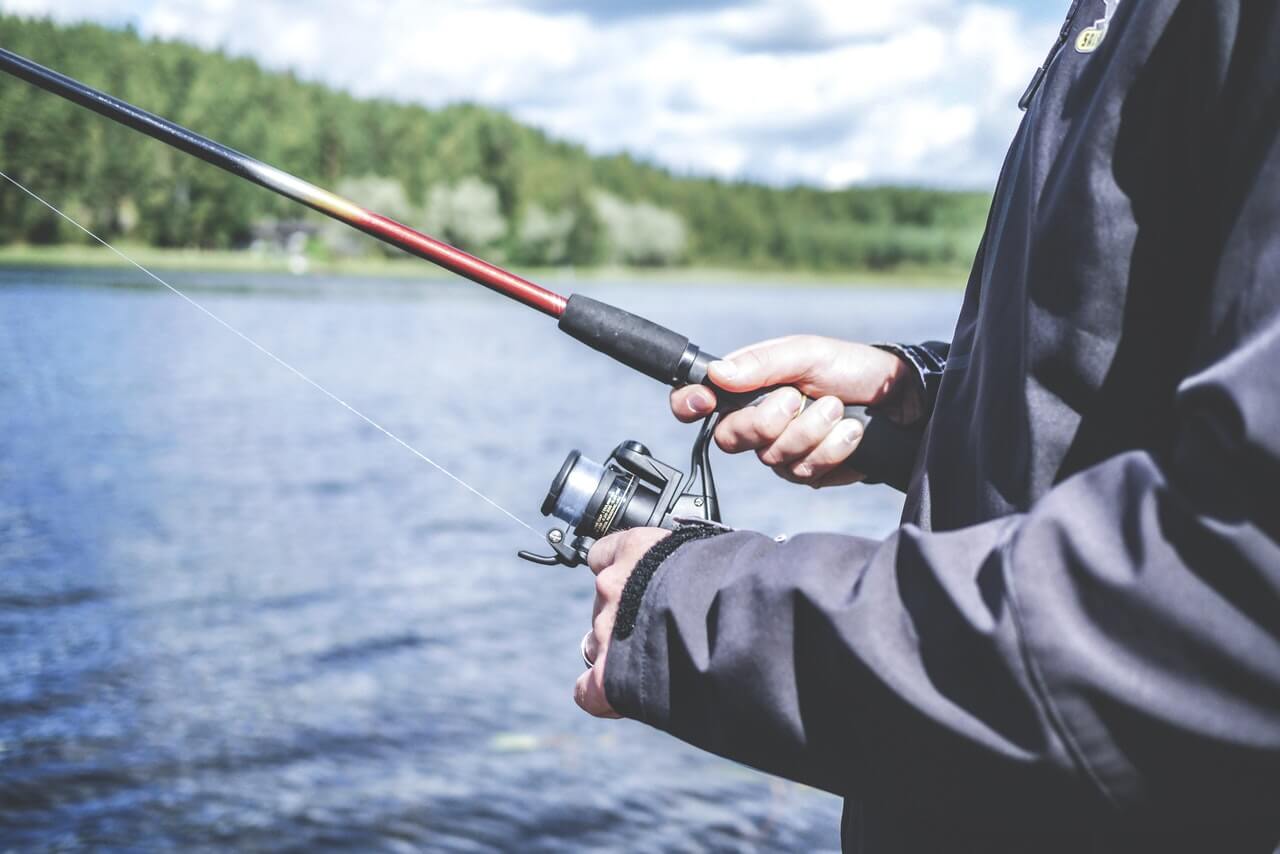 adult man spin fishing